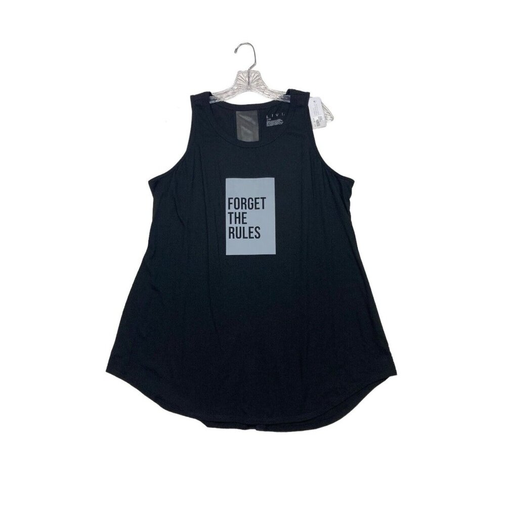 -New LIVI Sleeveless Tank Womens Size 18/20 Black Novelty Tee "Forget The Rules